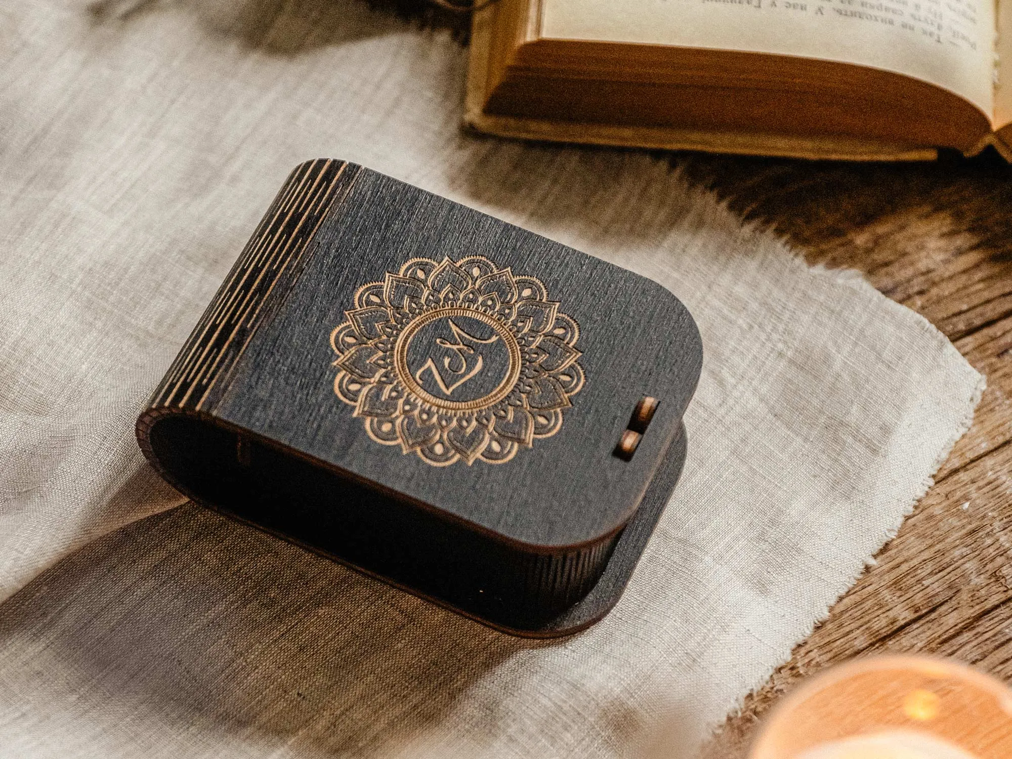 Personalized Wooden Box in Black Colour with Glass Bottle USB Drive