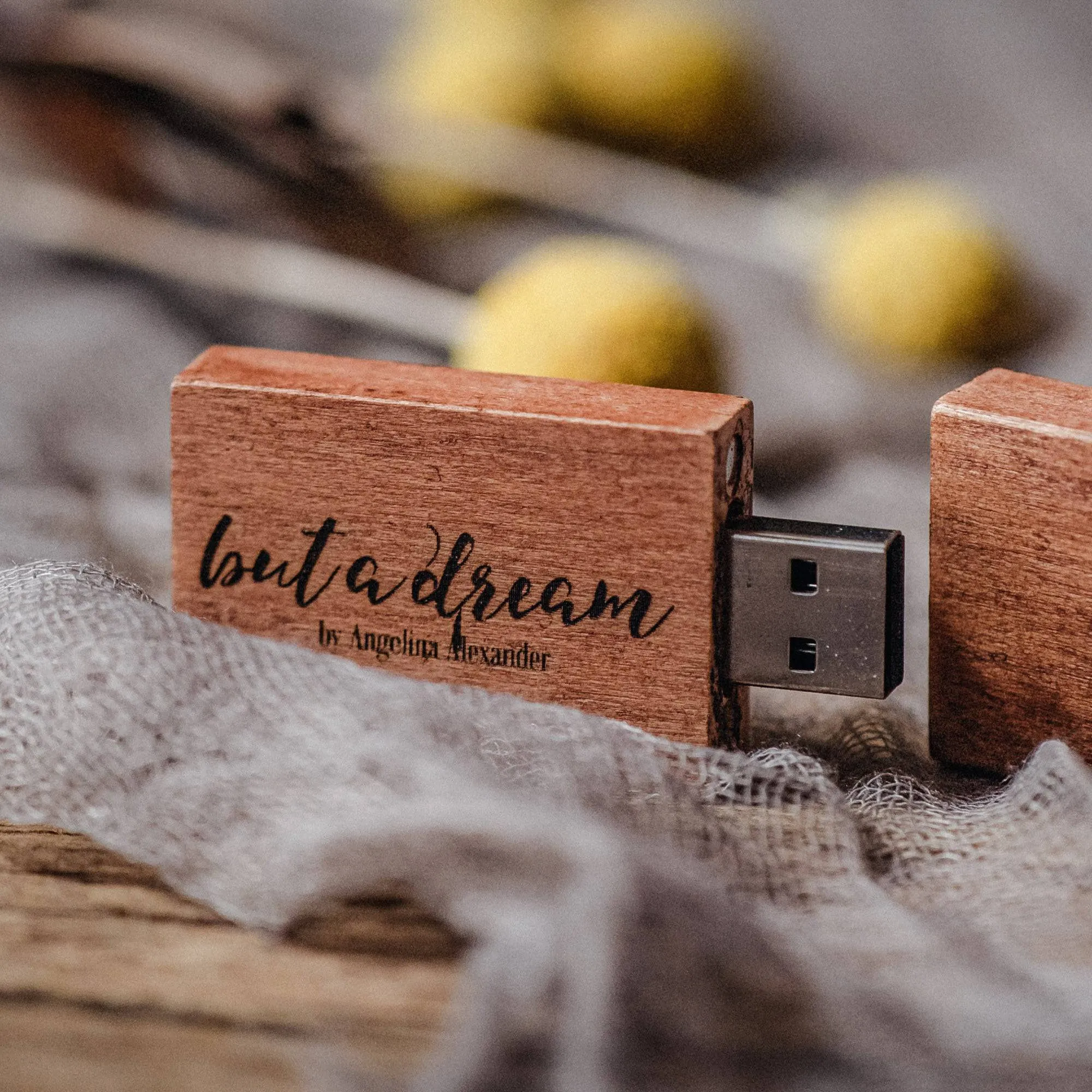 Personalized Wooden Box with USB Drive for Wedding Photo Storage