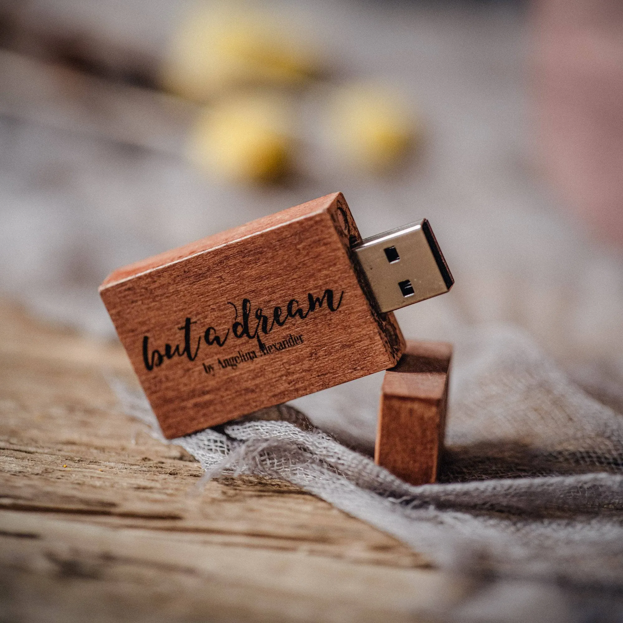 Personalized Wooden Box with USB Drive for Wedding Photo Storage