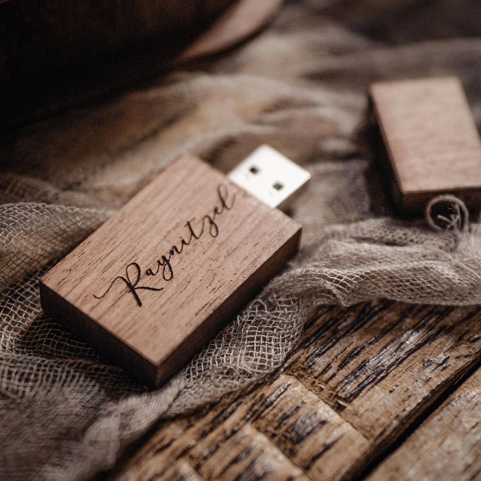 Personalized Wooden USB Flash Drive 3.0 in Walnut Color for Wedding Clients