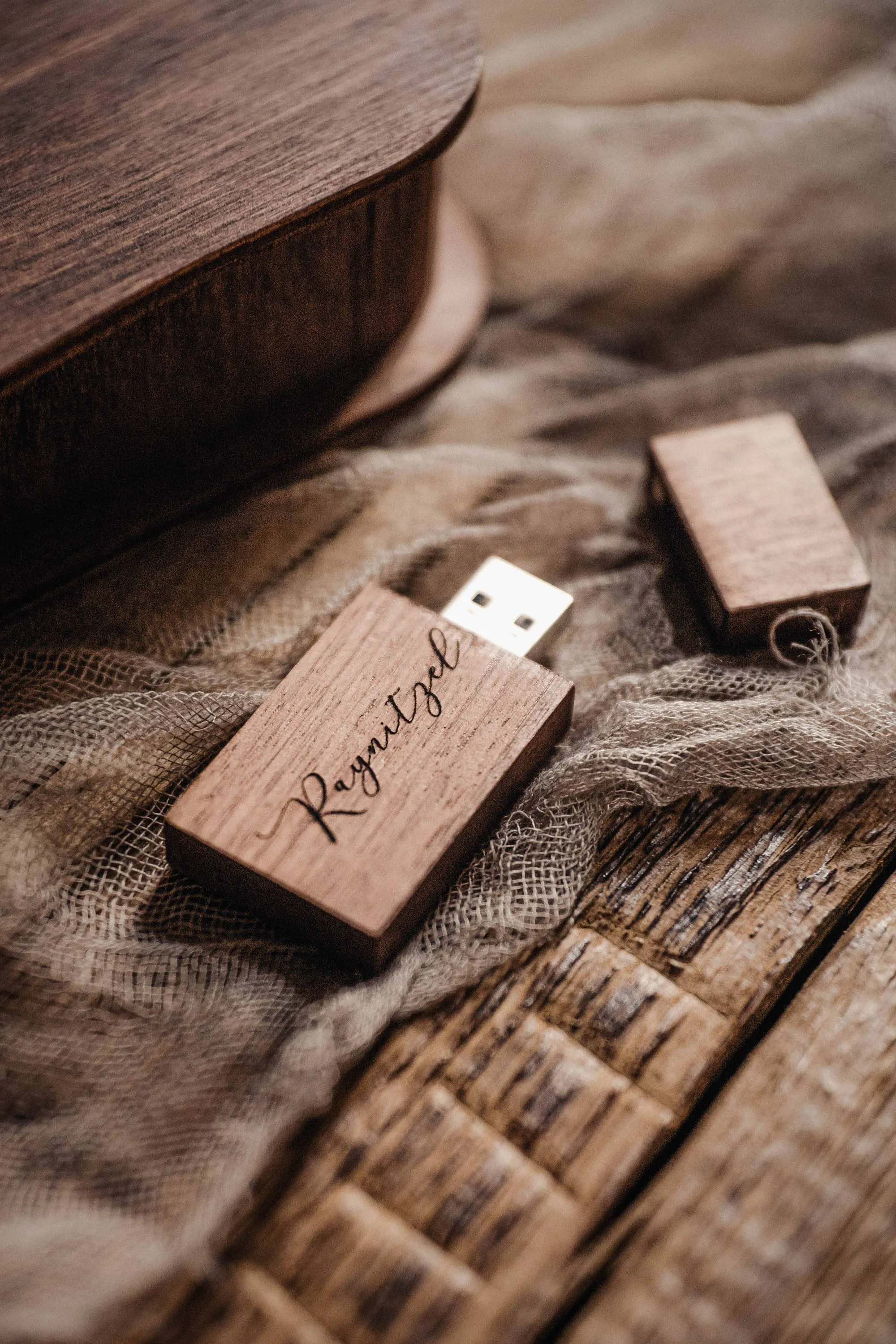 Personalized Wooden USB Flash Drive 3.0 in Walnut Color for Wedding Clients