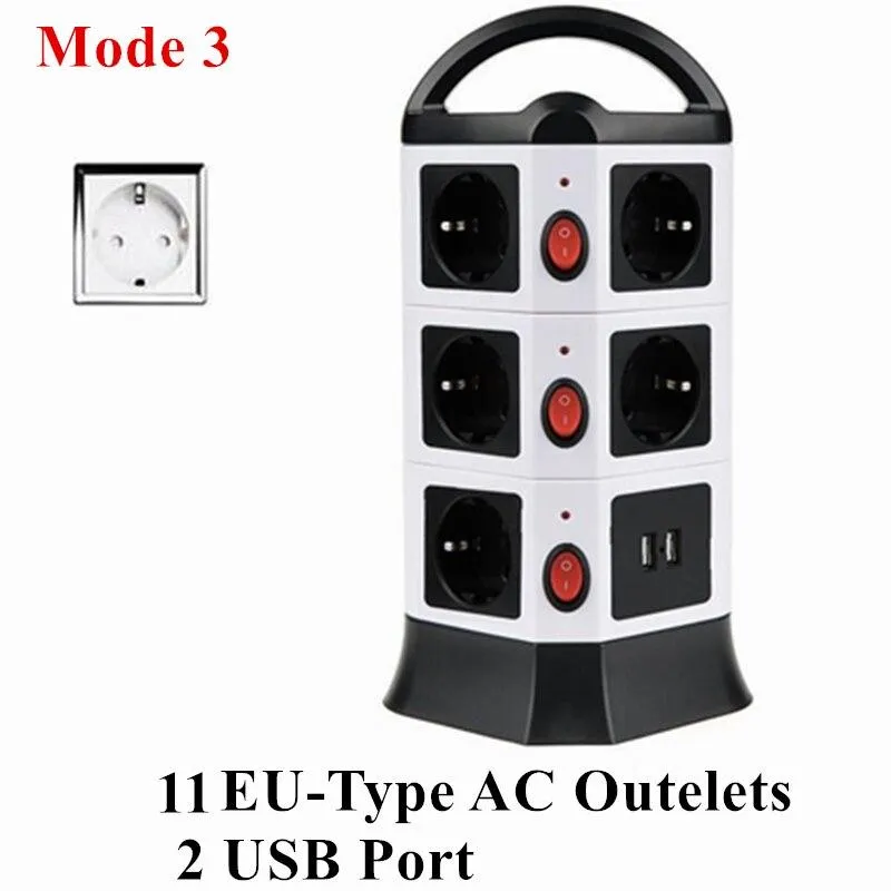 Plug Outlet Power Strip Multi Plug USB Socket with Switch and 5/6.5 ft Extension Cord Tower