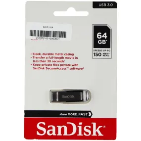 SanDisk 64GB Ultra Flair USB 3.0 Flash Drive - Black/Silver