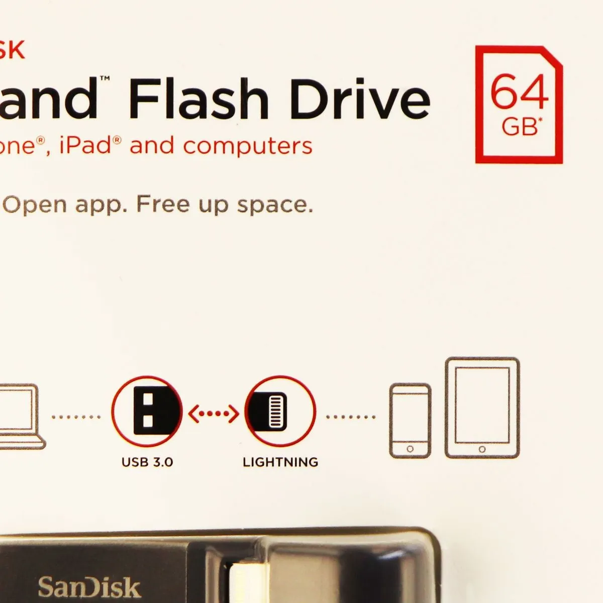 Sandisk iXpand 64GB USB 3.0 MFi Flash Drive Memory for iPhones & iPads