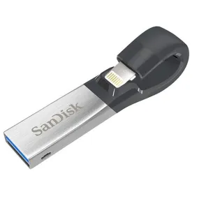 SanDisk iXpand Flash Drive 128GB for iPhone and iPad, Black/Silver, (SDIX30C-128G-GN6NE)