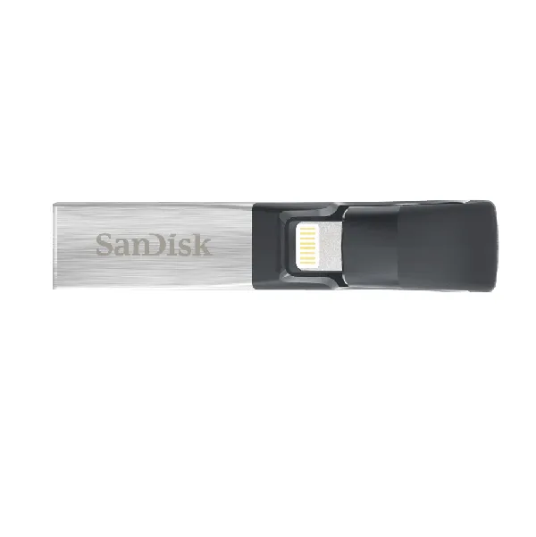 SanDisk iXpand Flash Drive 128GB for iPhone and iPad, Black/Silver, (SDIX30C-128G-GN6NE)