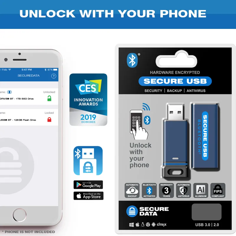 SecureUSB BT - Hardware Encrypted Flash Drive