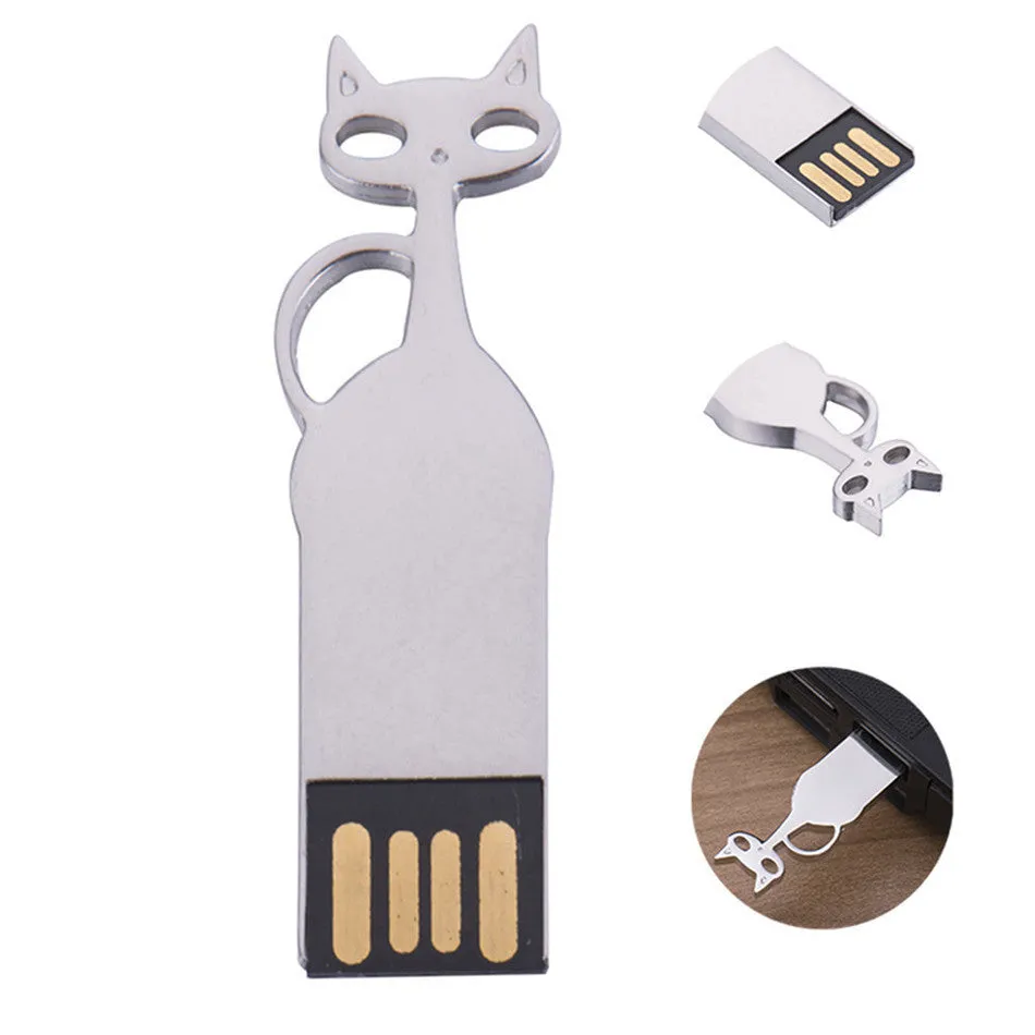 Silver Cat USB Pen Drive