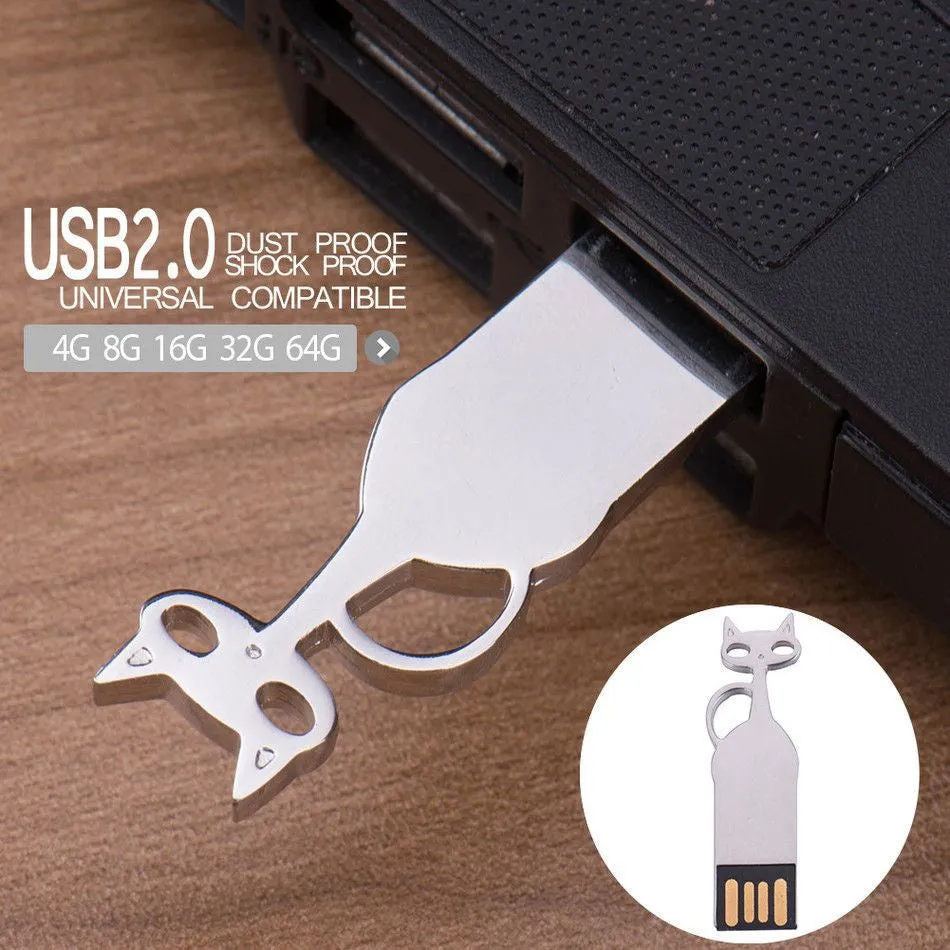 Silver Cat USB Pen Drive