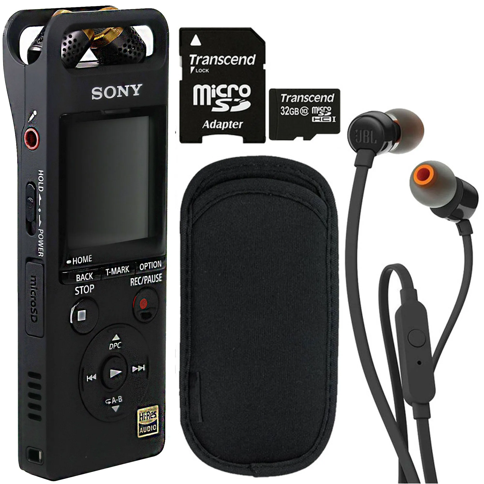 Sony PCM-A10 High-Resolution Audio Recorder Black   JBL T110 in Ear Headphones and Cleaning Kit