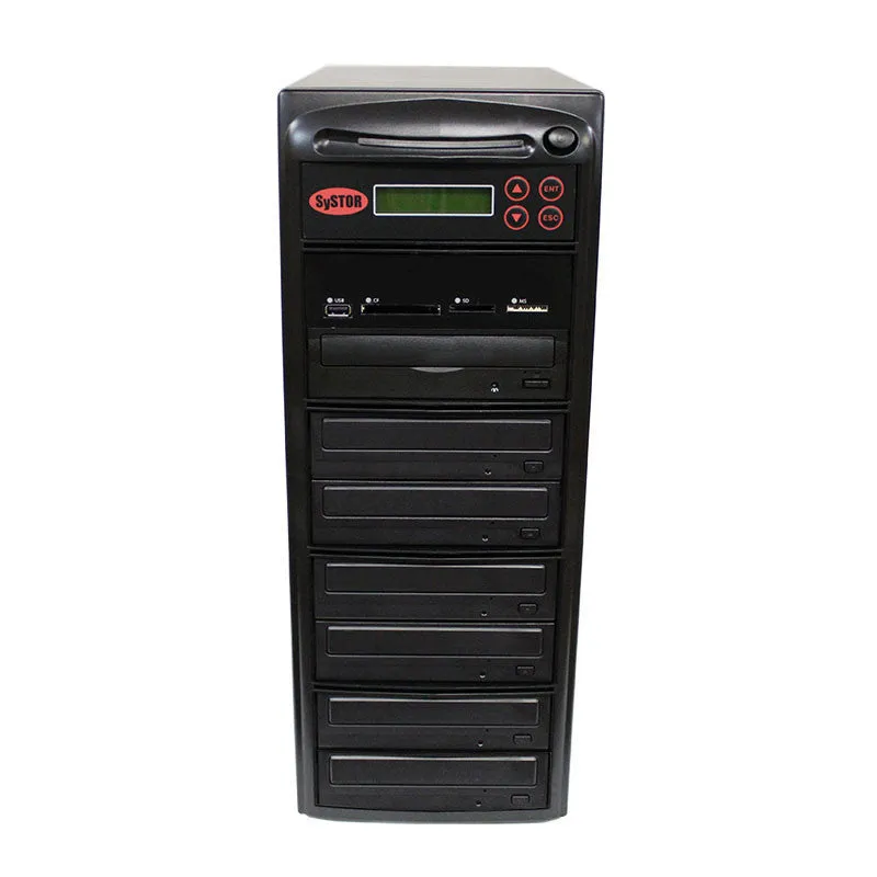 Systor Multi Media Center - Flash Memory Drive (USB/SD/CF/MS/MMC) to Disc Backup   1 to 6 SATA Blu-Ray Duplicator - BD-MBC-6