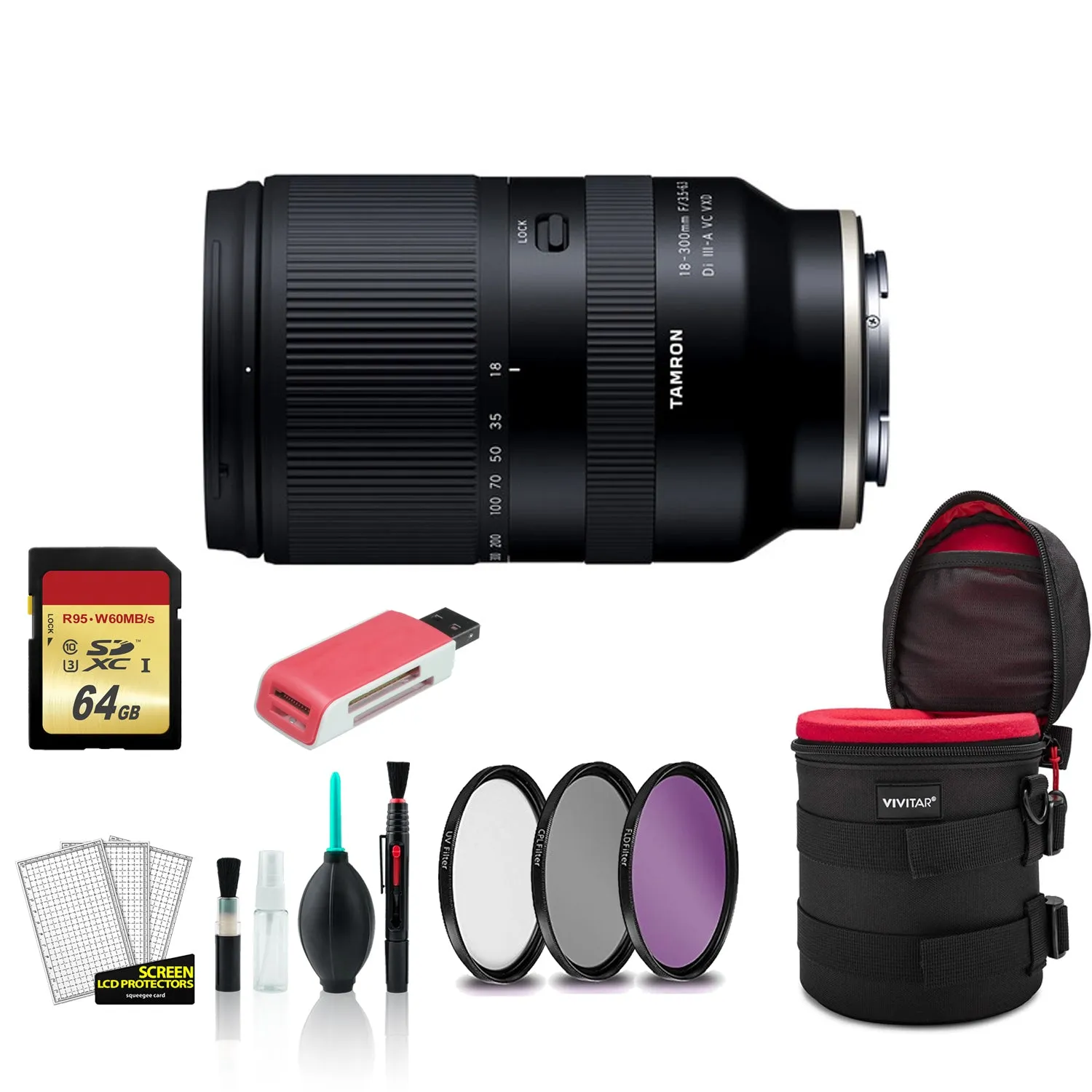 Tamron 18-300mm Lens for Sony E - Kit with 64GB Memory Card   More