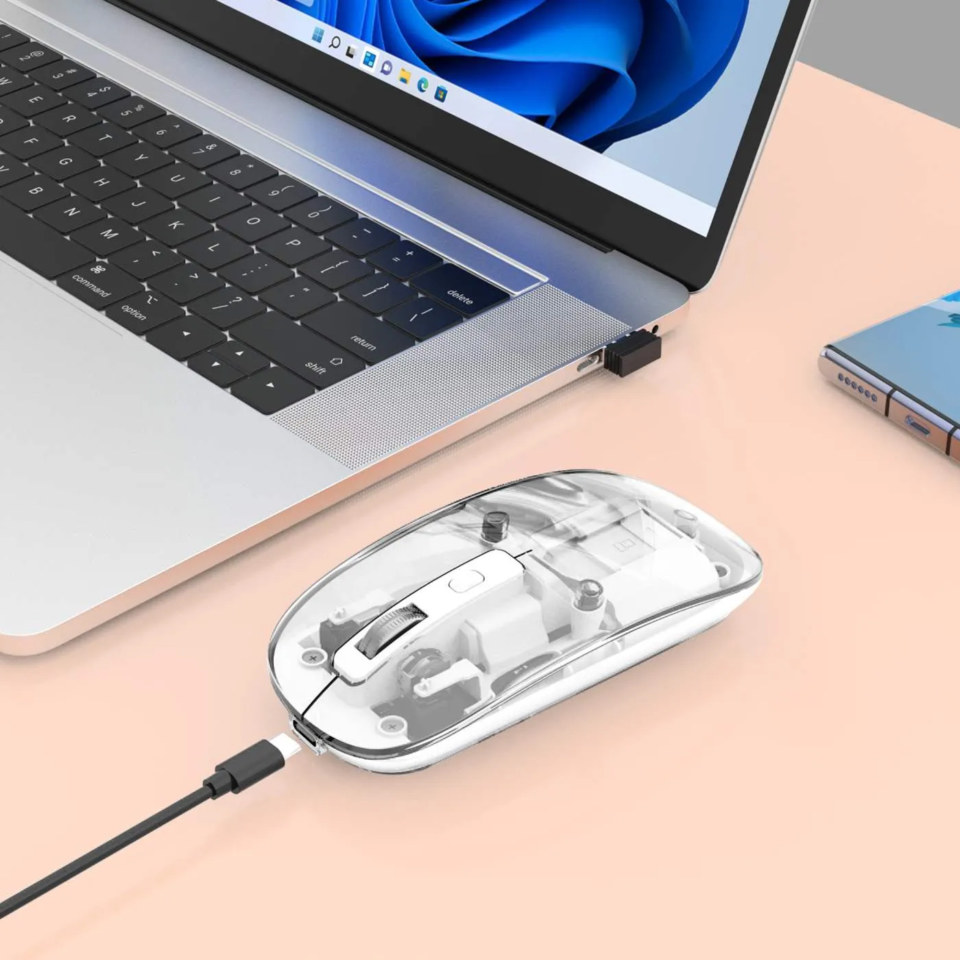 Transparent Rechargeable Wireless USB Mouse