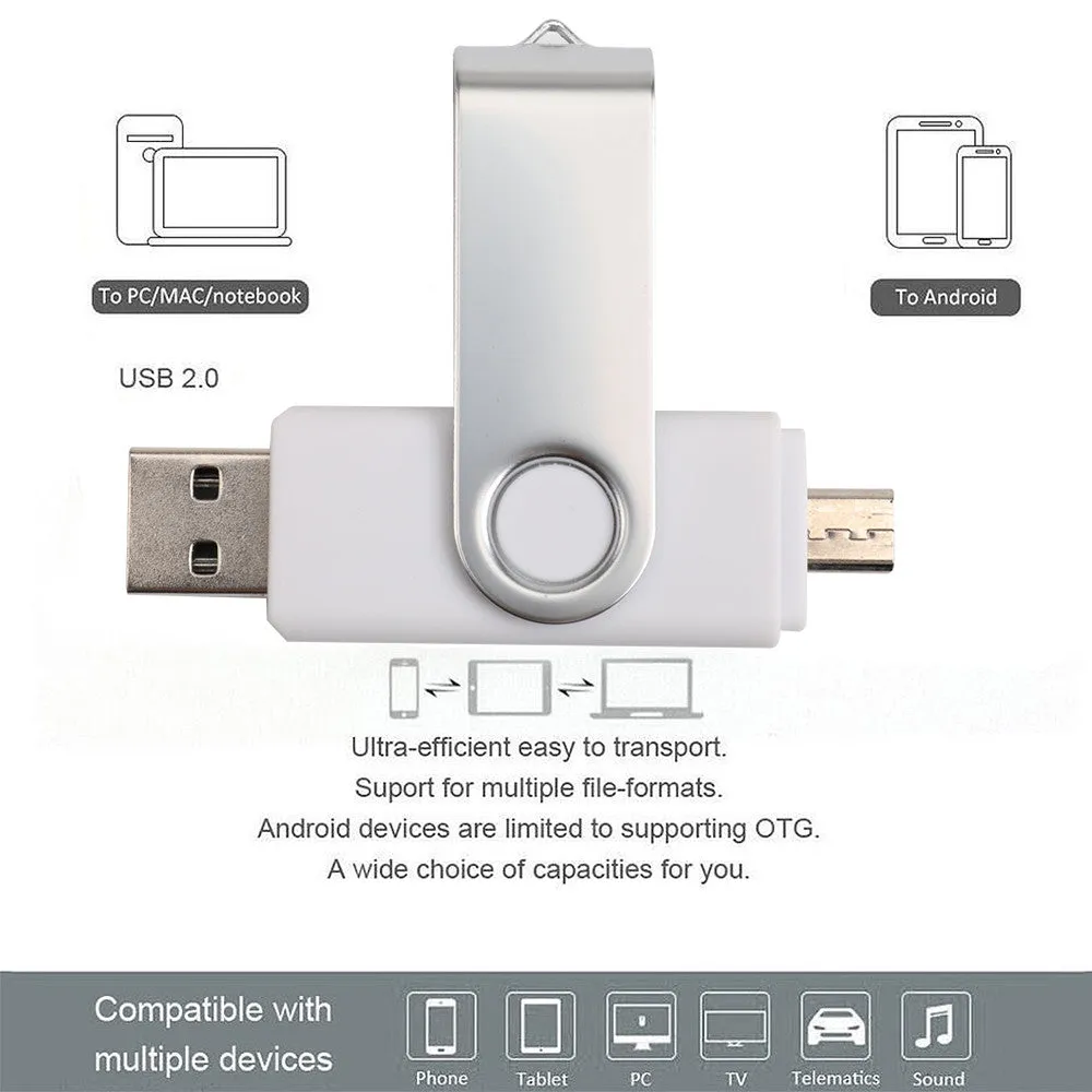 USB Flash Drive 32G   USB 2.0 Micro USB - Caps on Both Ends for Computers and Android Devices