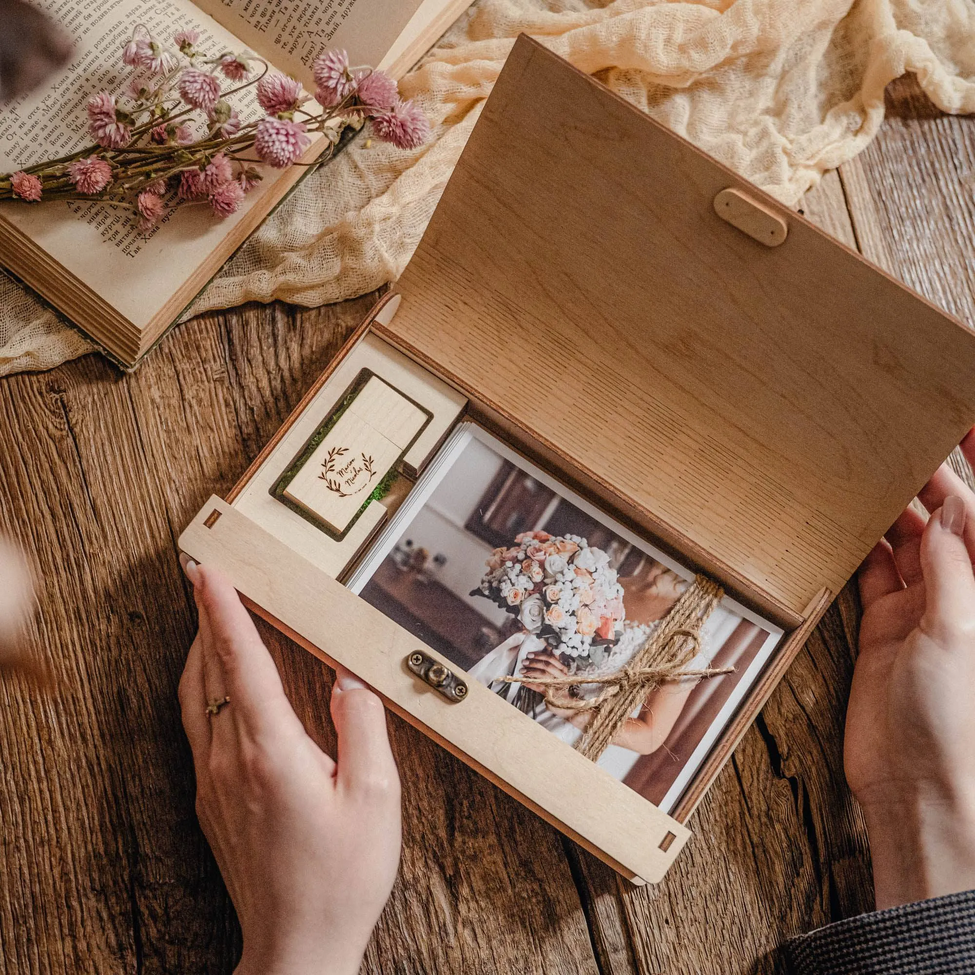 Wood Print Box and USB Drive - Preserve Moments and Gift Sentiments